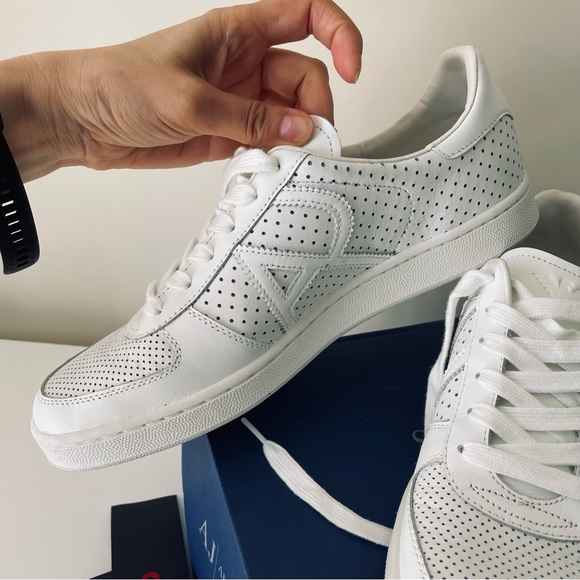 AJ ARMANI JEANS Genuine Bianco-white Sneaker Trainers Mens Shoes Size UK 8 - Picture 5 of 10